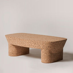 Minimalist all natural cork side tables, design by Maddalena Casadei, contemporary Sardinian craft
